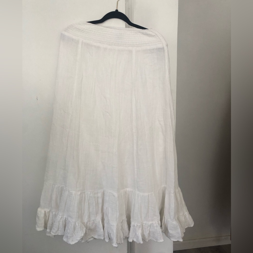 American Eagle Outfitters White Maxi Skirt with Ruffle Hem